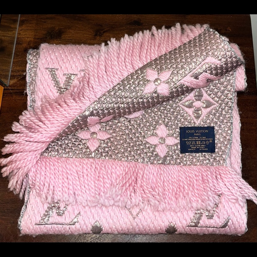 Louis Vuitton Pink and Silver Scarf